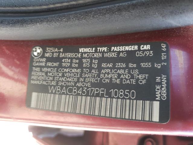 Photo 10 from auction – 1993 BMW 325 I AUTO with VIN WBACB4317PFL10850