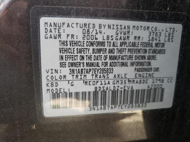 Photo 10 from auction – 2014 NISSAN SENTRA S with VIN 3N1AB7AP7EY285833