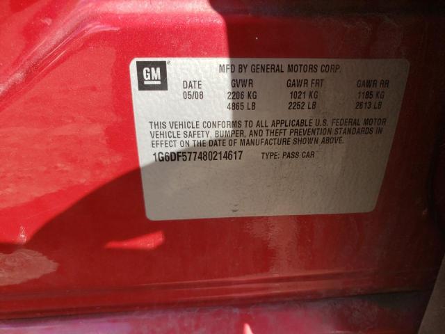 Photo 10 from auction – 2008 CADILLAC CTS with VIN 1G6DF577480214617