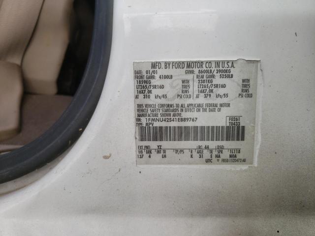 Photo 10 from auction – 2001 FORD EXCURSION with VIN 1FMNU42S41EB89767