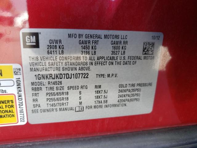 Photo 10 from auction – 2013 CHEVROLET TRAVERSE L with VIN 1GNKRJKD7DJ107722