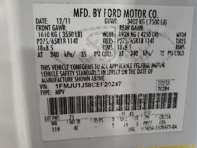 Photo 10 from auction – 2012 FORD EXPEDITION with VIN 1FMJU1J58CEF20247