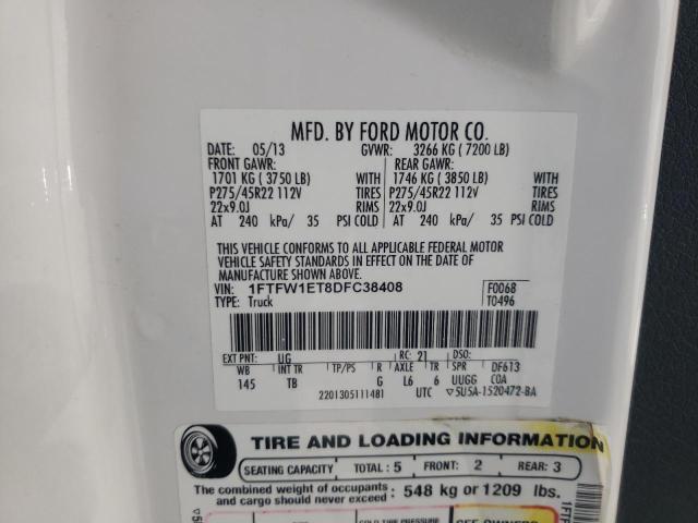 Photo 10 from auction – 2013 FORD F150 SUPER with VIN 1FTFW1ET8DFC38408