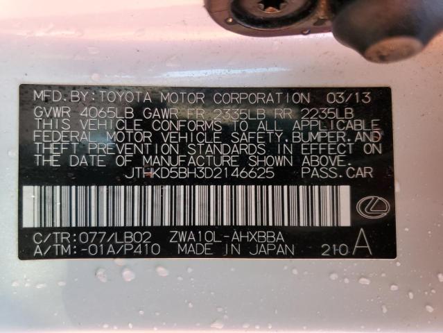 Photo 10 from auction – 2013 LEXUS CT 200 with VIN JTHKD5BH3D2146625