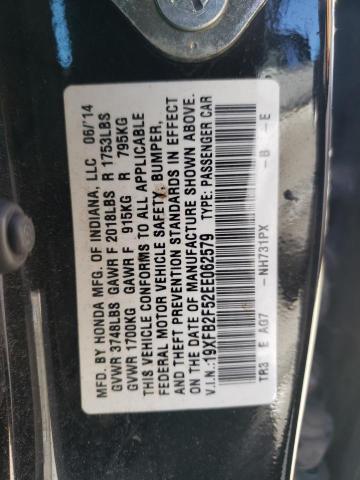 Photo 10 from auction – 2014 HONDA CIVIC LX with VIN 19XFB2F52EE062579