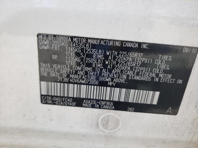 Photo 10 from auction – 2010 TOYOTA RAV4 with VIN 2T3BF4DV6AW073956