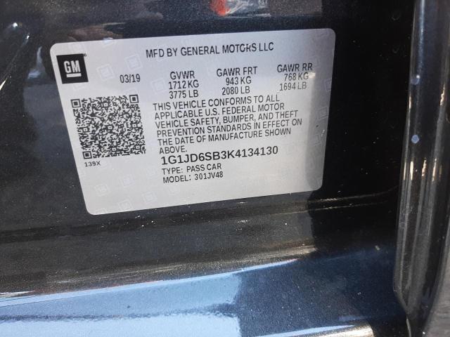 Photo 10 from auction – 2019 CHEVROLET SONIC LT with VIN 1G1JD6SB3K4134130
