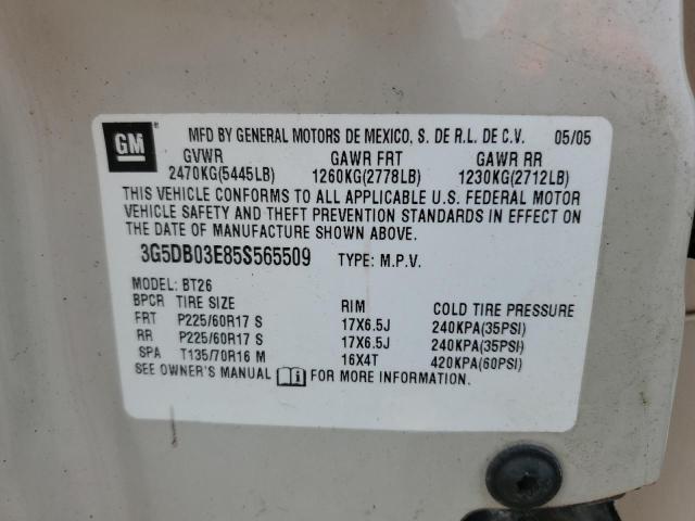 Photo 10 from auction – 2005 BUICK RENDEZVOUS with VIN 3G5DB03E85S565509