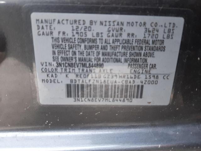 Photo 10 from auction – 2021 NISSAN VERSA SV with VIN 3N1CN8EV7ML844890