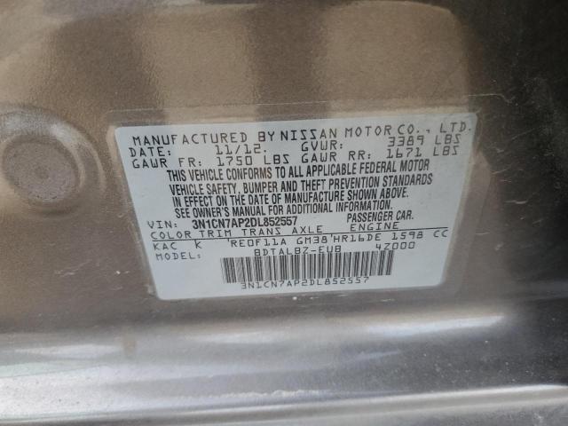 Photo 10 from auction – 2013 NISSAN VERSA S with VIN 3N1CN7AP2DL852557