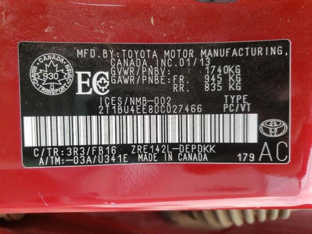 Photo 10 from auction – 2013 TOYOTA CARROLLA with VIN 2T1BU4EE8DC027466