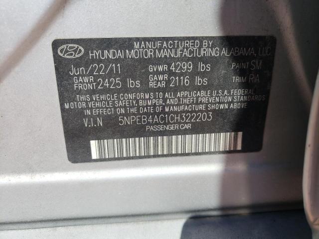 Photo 10 from auction – 2012 HYUNDAI SONATA GLS with VIN 5NPEB4AC1CH322203