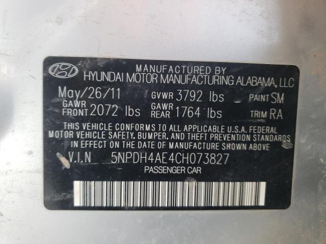 Photo 10 from auction – 2012 HYUNDAI ELANTRA GL with VIN 5NPDH4AE4CH073827