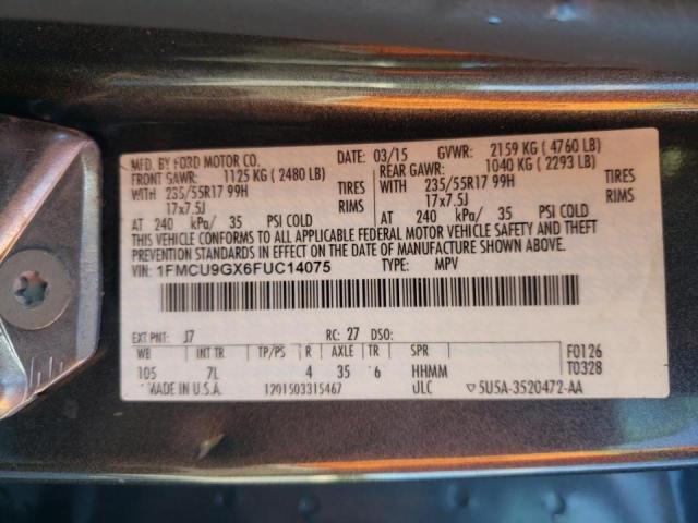 Photo 10 from auction – 2015 FORD ESCAPE SE with VIN 1FMCU9GX6FUC14075