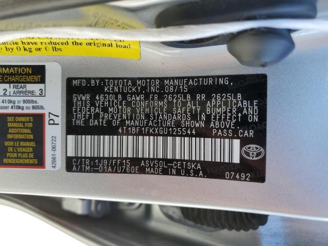 Photo 10 from auction – 2016 TOYOTA CAMRY LE with VIN 4T1BF1FKXGU125544