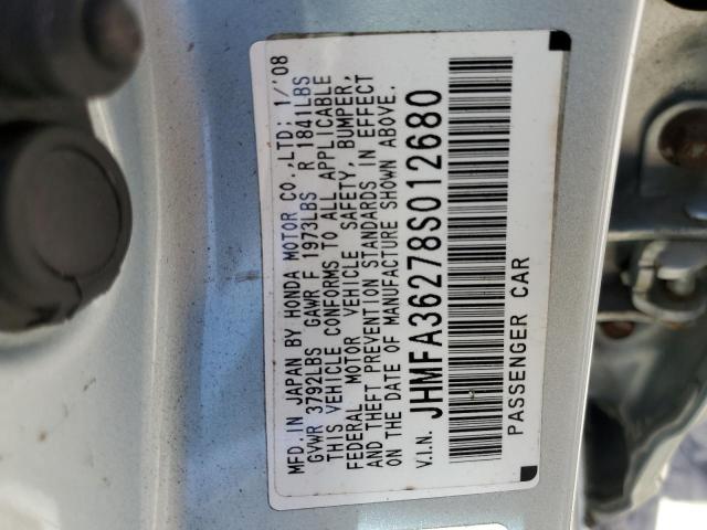 Photo 10 from auction – 2008 HONDA CIVIC HYBR with VIN JHMFA36278S012680