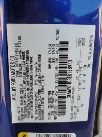 Photo 10 from auction – 2014 FORD FUSION SE with VIN 3FA6P0HD3ER168953