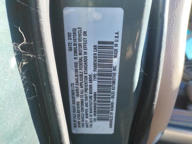 Photo 10 from auction – 2002 SUBARU LEGACY OUT with VIN 4S3BH806327649564