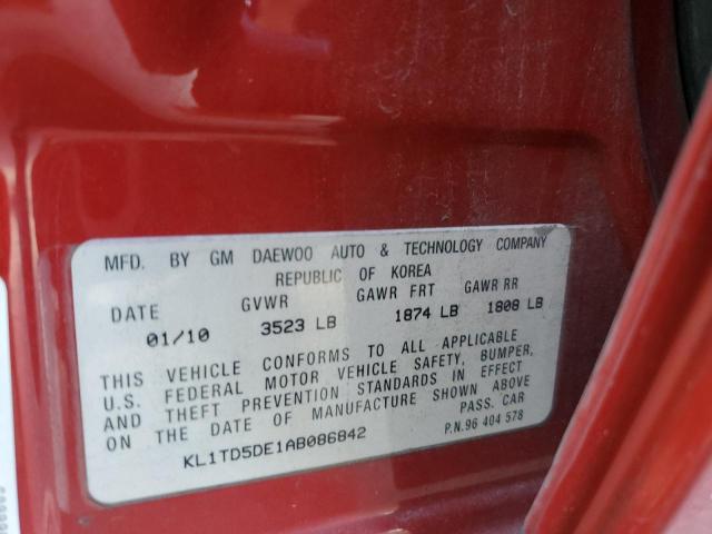 Photo 10 from auction – 2010 CHEVROLET AVEO LS with VIN KL1TD5DE1AB086842