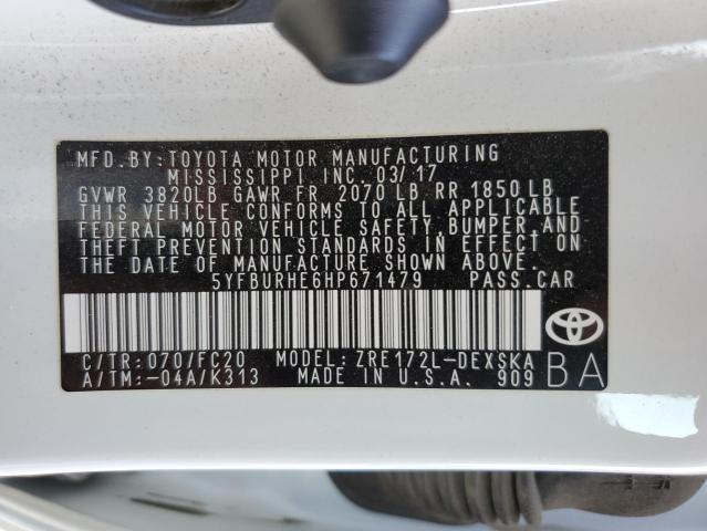 Photo 10 from auction – 2017 TOYOTA COROLLA L with VIN 5YFBURHE6HP671479