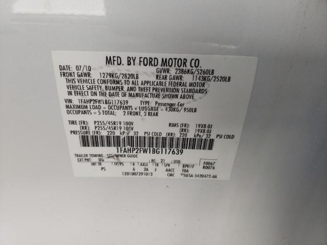 Photo 10 from auction – 2011 FORD TAURUS LIM with VIN 1FAHP2FW1BG117639