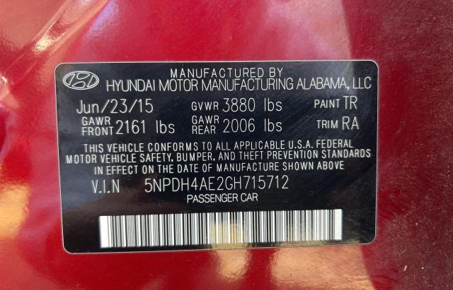 Photo 10 from auction – 2016 HYUNDAI ELANTRA SE with VIN 5NPDH4AE2GH715712