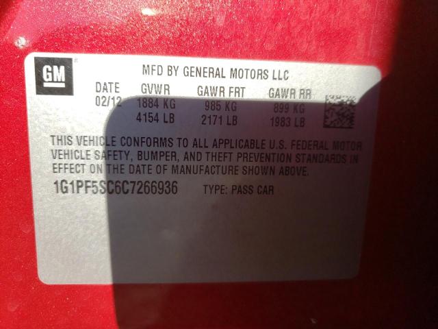 Photo 10 from auction – 2012 CHEVROLET CRUZE with VIN 1G1PF5SC6C7266936