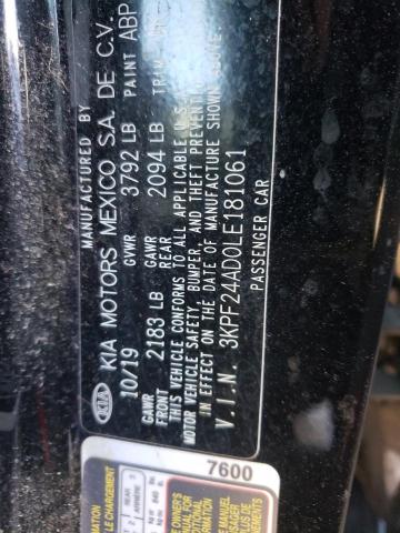 Photo 10 from auction – 2020 KIA FORTE FE with VIN 3KPF24AD0LE181061