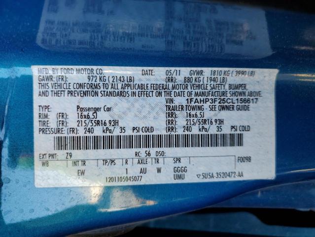 Photo 10 from auction – 2012 FORD FOCUS SE with VIN 1FAHP3F25CL156617