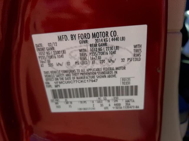 Photo 10 from auction – 2012 FORD ESCAPE XLS with VIN 1FMCU0C77CKC17947
