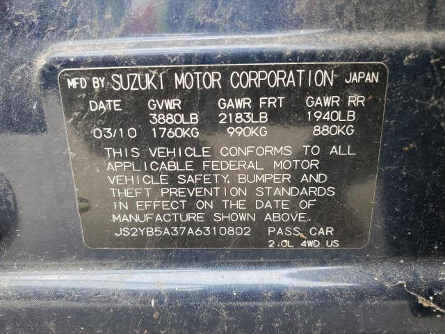 Photo 10 from auction – 2010 SUZUKI SX4 with VIN JS2YB5A37A6310802