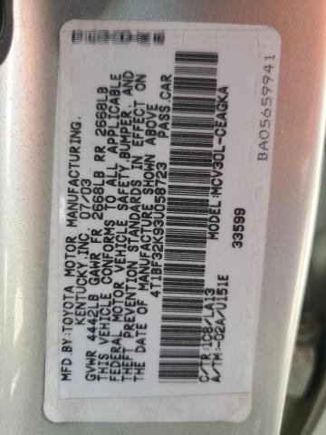 Photo 10 from auction – 2003 TOYOTA CAMRY LE with VIN 4T1BF32K93U058723