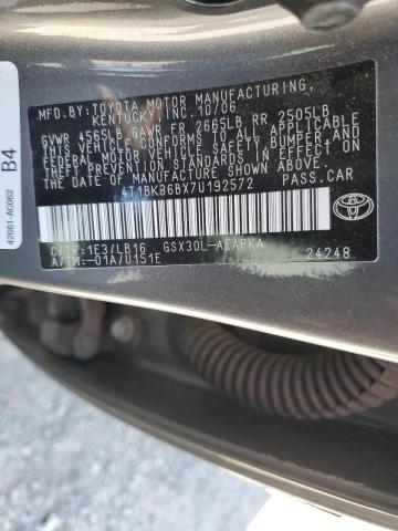 Photo 10 from auction – 2007 TOYOTA AVALON XL with VIN 4T1BK36BX7U192572