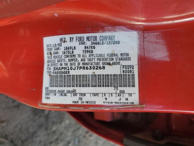 Photo 10 from auction – 1993 MERCURY TRACER with VIN 3MAPM10J7PR630268