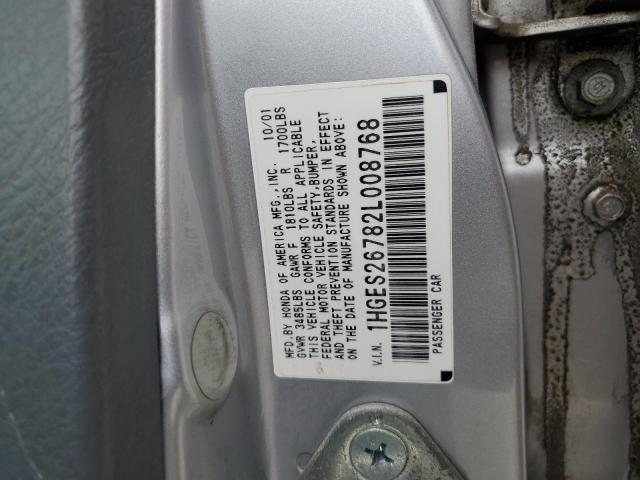 Photo 10 from auction – 2002 HONDA CIVIC EX with VIN 1HGES26782L008768
