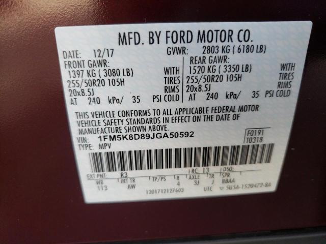 Photo 10 from auction – 2018 FORD EXPLORER X with VIN 1FM5K8D89JGA50592