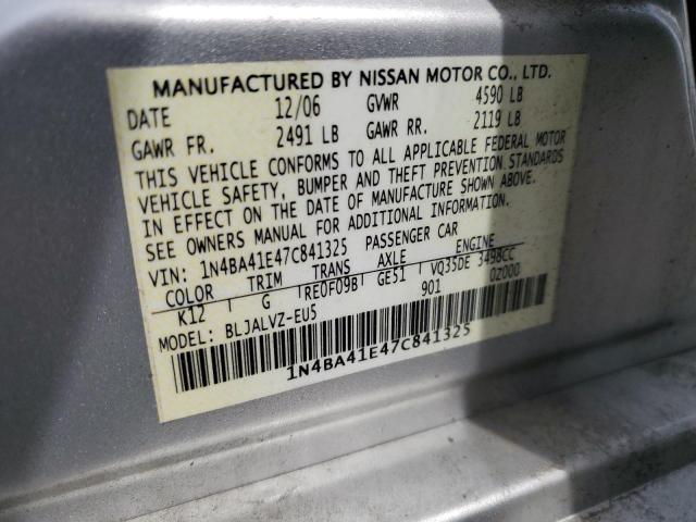 Photo 10 from auction – 2007 NISSAN MAXIMA SE with VIN 1N4BA41E47C841325