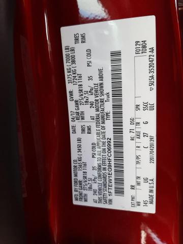 Photo 10 from auction – 2017 FORD F150 SUPER with VIN 1FTEW1EG9HFC06992