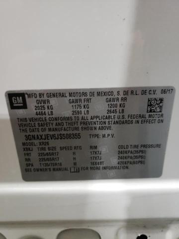 Photo 10 from auction – 2018 CHEVROLET EQUINOX LT with VIN 3GNAXJEV6JS508355