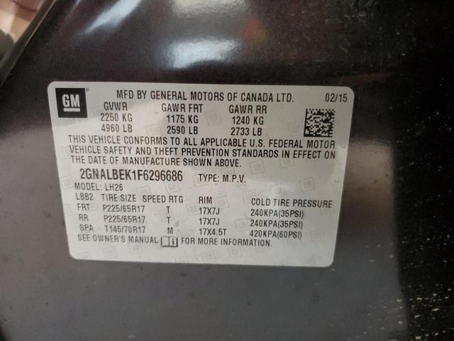 Photo 10 from auction – 2015 CHEVROLET EQUINOX LT with VIN 2GNALBEK1F6296686