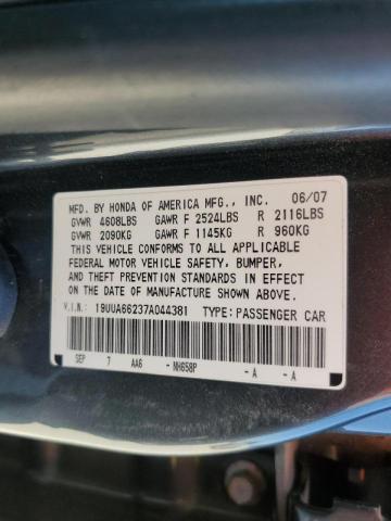 Photo 10 from auction – 2007 ACURA TL with VIN 19UUA66237A044381