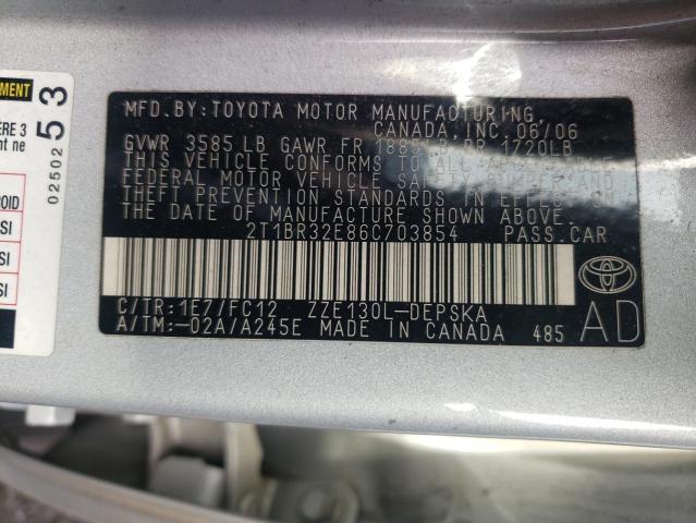 Zdjęcie 10 z aukcji – 2006 TOYOTA COROLLA CE z VIN 2T1BR32E86C703854