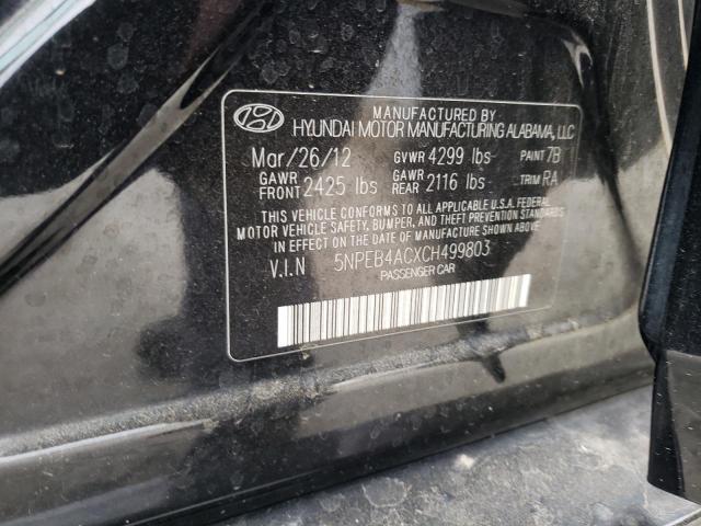 Photo 10 from auction – 2012 HYUNDAI SONATA GLS with VIN 5NPEB4ACXCH499803