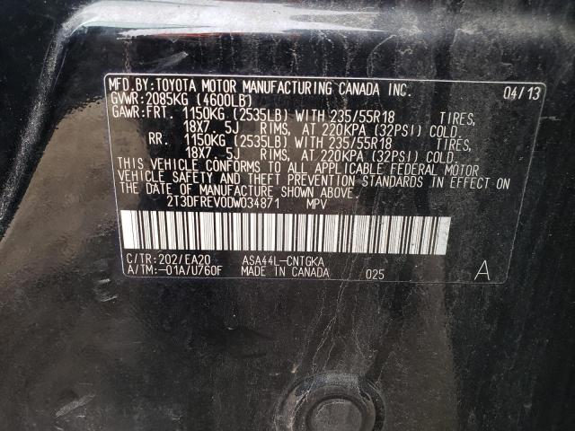 Photo 10 from auction – 2013 TOYOTA RAV4 LIMIT with VIN 2T3DFREV0DW034871