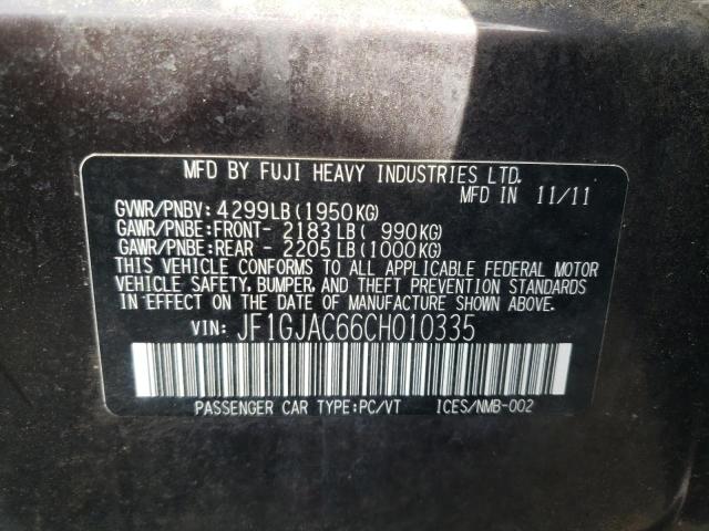 Photo 10 from auction – 2012 SUBARU IMPREZA PR with VIN JF1GJAC66CH010335