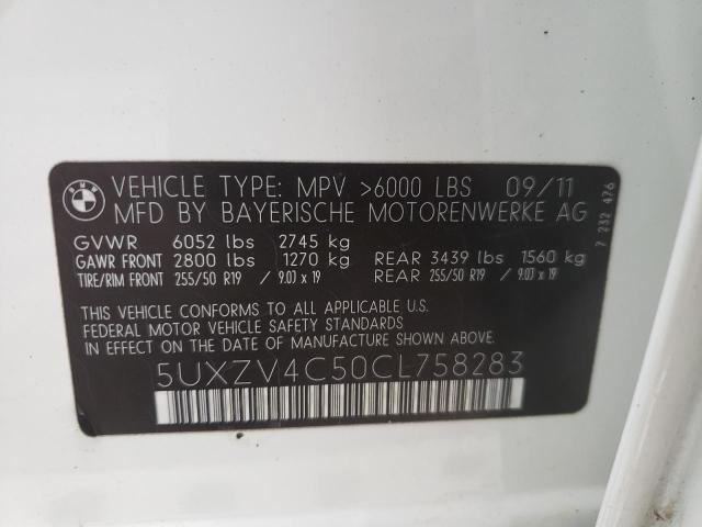 Photo 10 from auction – 2012 BMW X5 XDRIVE3 with VIN 5UXZV4C50CL758283