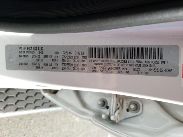 Photo 10 from auction – 2019 RAM 1500 BIG H with VIN 1C6SRFFT3KN776882