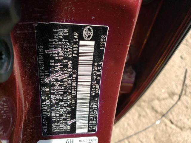 Photo 10 from auction – 2014 TOYOTA AVALON HYB with VIN 4T1BD1EB5EU024903
