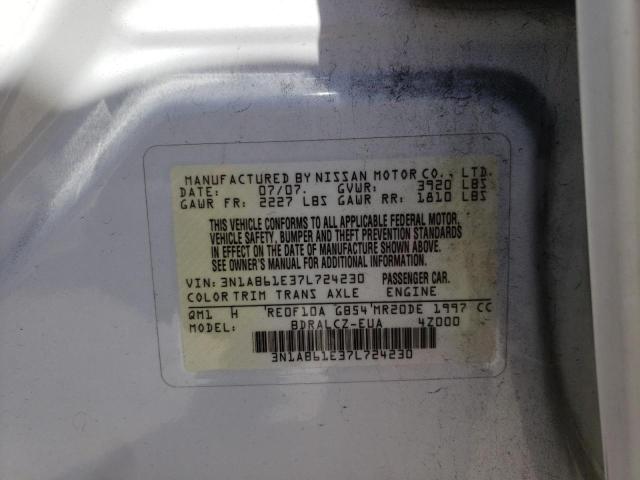 Photo 10 from auction – 2007 NISSAN SENTRA with VIN 3N1AB61E37L724230