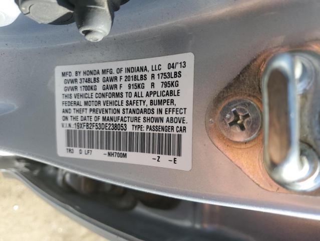 Photo 10 from auction – 2013 HONDA CIVIC LX with VIN 19XFB2F53DE238053